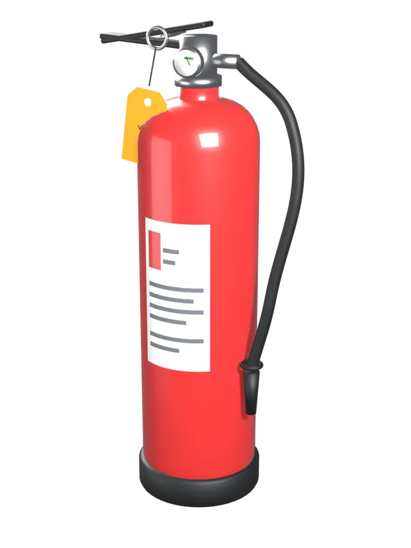 Extincteur à pression permanente avec son étiquette de vérification